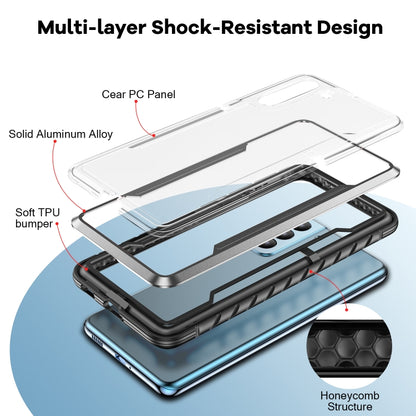 For Samsung Galaxy S21 Ultra 5G iPAKY Thunder Series Aluminum Frame + TPU Bumper + Clear PC Shockproof Case(Black + Grey) - Galaxy S21 Ultra 5G Cases by iPAKY | Online Shopping UK | buy2fix