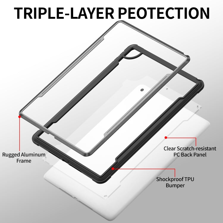 iPAKY Thunder Series Aluminum Frame + TPU Bumper + Clear PC Shockproof Case For iPad Air 2022 / 2020 10.9(Silver Black) - iPad Air (2022) / (2020) 10.9 Cases by buy2fix | Online Shopping UK | buy2fix