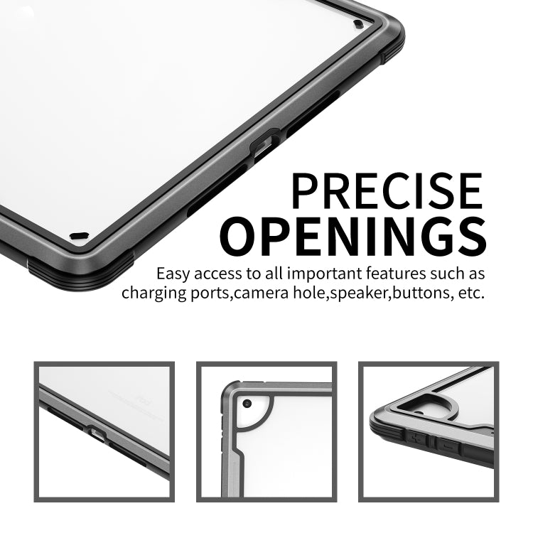 iPAKY Thunder Series Aluminum Frame + TPU Bumper + Clear PC Shockproof Case For iPad Air 2022 / 2020 10.9(Silver Black) - iPad Air (2022) / (2020) 10.9 Cases by buy2fix | Online Shopping UK | buy2fix