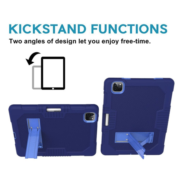 For iPad Pro 12.9 inch (2018/2020) Contrast Color Robot Shockproof Silicone + PC Protective Tablet Case with Holder(Navy Blue) - iPad Pro 12.9 (2020) Cases by buy2fix | Online Shopping UK | buy2fix