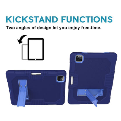 For iPad Pro 12.9 inch (2018/2020) Contrast Color Robot Shockproof Silicone + PC Protective Tablet Case with Holder(Navy Blue) - iPad Pro 12.9 (2020) Cases by buy2fix | Online Shopping UK | buy2fix