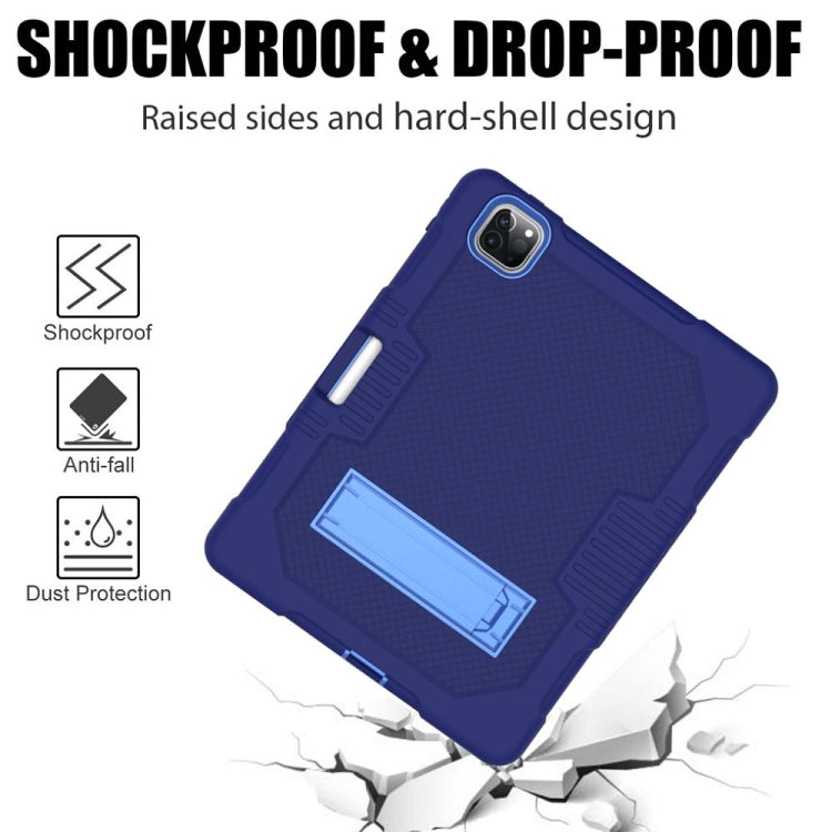 For iPad Pro 12.9 inch (2018/2020) Contrast Color Robot Shockproof Silicone + PC Protective Tablet Case with Holder(Navy Blue) - iPad Pro 12.9 (2020) Cases by buy2fix | Online Shopping UK | buy2fix