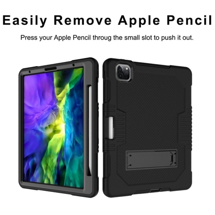 For iPad Pro 12.9 inch (2018/2020) Contrast Color Robot Shockproof Silicone + PC Protective Tablet Case with Holder(Black) - iPad Pro 12.9 (2020) Cases by buy2fix | Online Shopping UK | buy2fix
