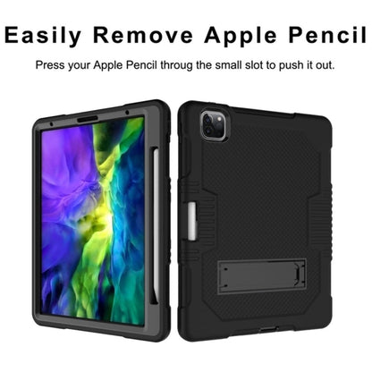 For iPad Pro 12.9 inch (2018/2020) Contrast Color Robot Shockproof Silicone + PC Protective Tablet Case with Holder(Black) - iPad Pro 12.9 (2020) Cases by buy2fix | Online Shopping UK | buy2fix