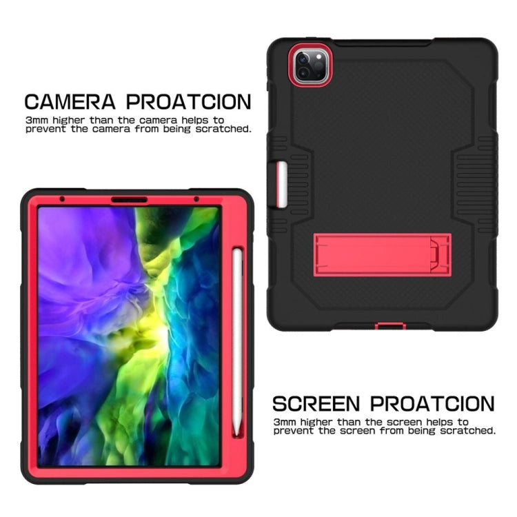 For iPad Pro 12.9 inch (2018/2020) Contrast Color Robot Shockproof Silicone + PC Protective Tablet Case with Holder(Black Red) - iPad Pro 12.9 (2020) Cases by buy2fix | Online Shopping UK | buy2fix