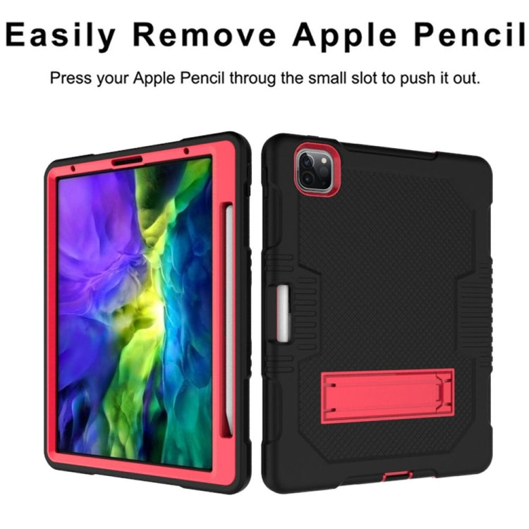 For iPad Pro 12.9 inch (2018/2020) Contrast Color Robot Shockproof Silicone + PC Protective Tablet Case with Holder(Black Red) - iPad Pro 12.9 (2020) Cases by buy2fix | Online Shopping UK | buy2fix