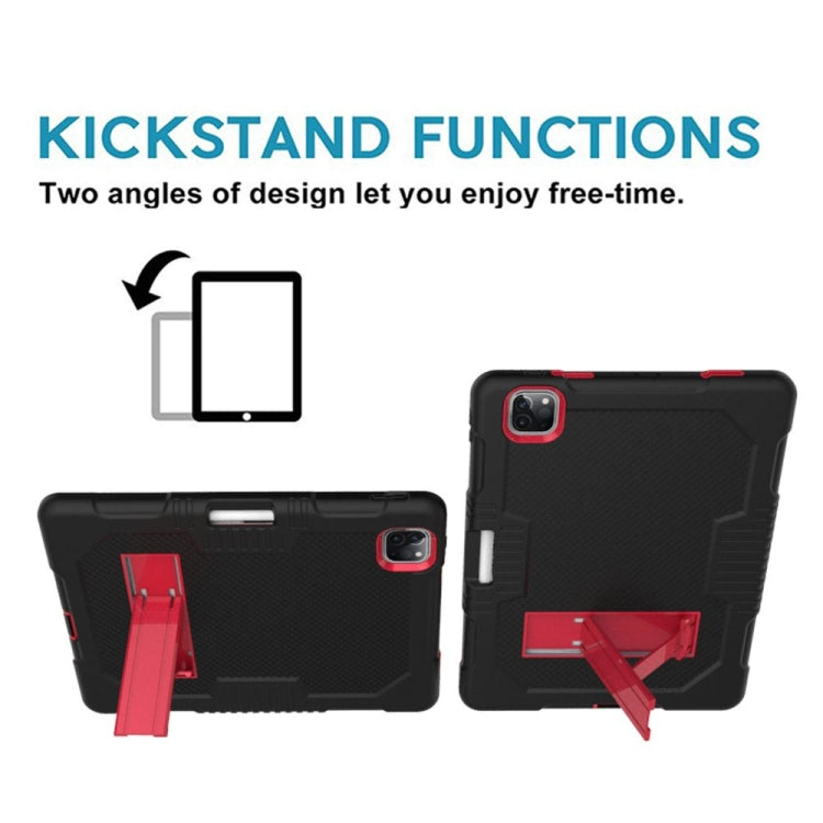For iPad Pro 12.9 inch (2018/2020) Contrast Color Robot Shockproof Silicone + PC Protective Tablet Case with Holder(Black Red) - iPad Pro 12.9 (2020) Cases by buy2fix | Online Shopping UK | buy2fix