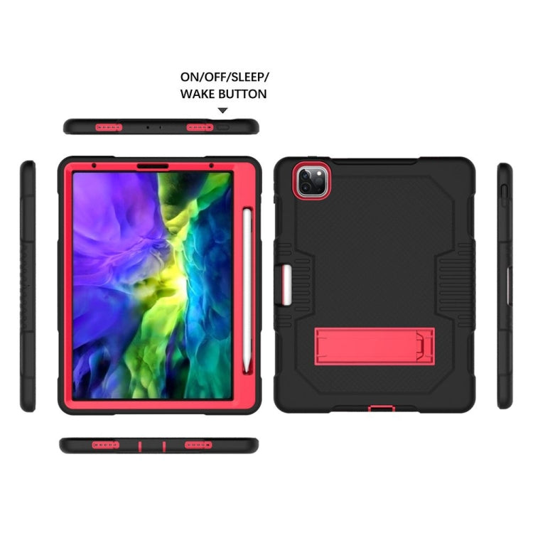 For iPad Pro 12.9 inch (2018/2020) Contrast Color Robot Shockproof Silicone + PC Protective Tablet Case with Holder(Black Red) - iPad Pro 12.9 (2020) Cases by buy2fix | Online Shopping UK | buy2fix