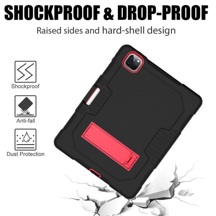 For iPad Pro 12.9 inch (2018/2020) Contrast Color Robot Shockproof Silicone + PC Protective Tablet Case with Holder(Black Red) - iPad Pro 12.9 (2020) Cases by buy2fix | Online Shopping UK | buy2fix