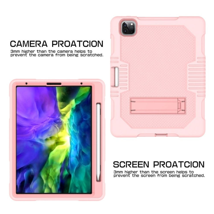 For iPad Pro 12.9 inch (2018/2020) Contrast Color Robot Shockproof Silicone + PC Protective Tablet Case with Holder(Rose Gold) - iPad Pro 12.9 (2020) Cases by buy2fix | Online Shopping UK | buy2fix