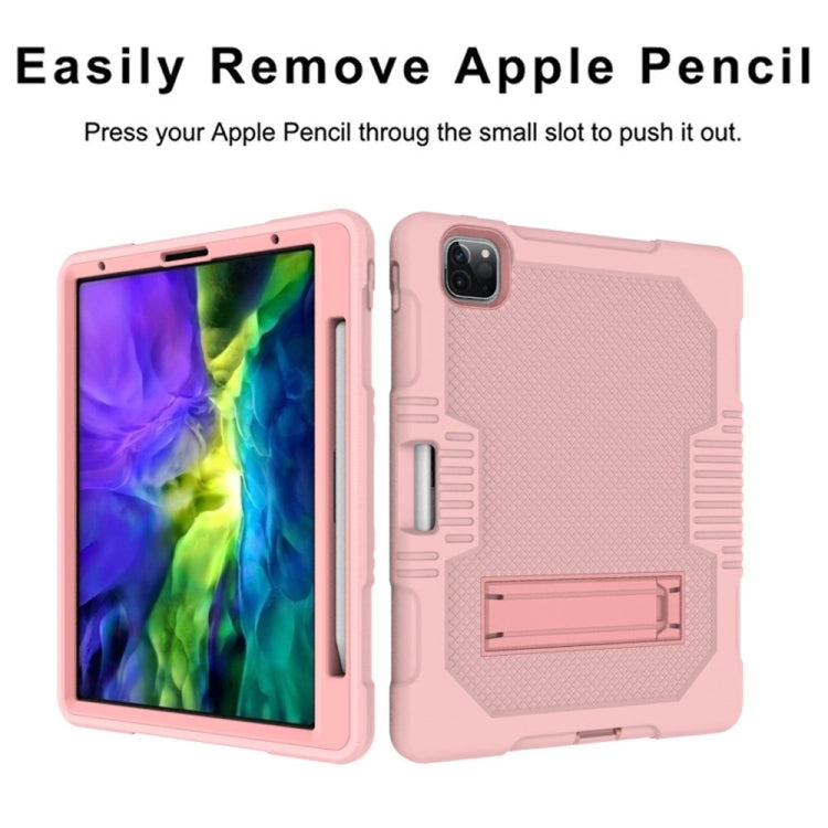 For iPad Pro 12.9 inch (2018/2020) Contrast Color Robot Shockproof Silicone + PC Protective Tablet Case with Holder(Rose Gold) - iPad Pro 12.9 (2020) Cases by buy2fix | Online Shopping UK | buy2fix