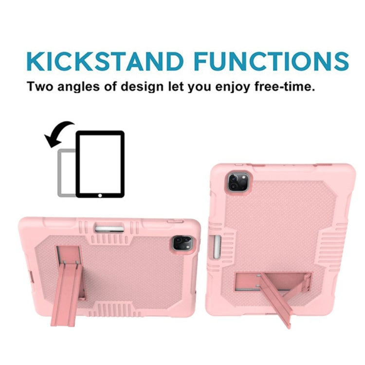 For iPad Pro 12.9 inch (2018/2020) Contrast Color Robot Shockproof Silicone + PC Protective Tablet Case with Holder(Rose Gold) - iPad Pro 12.9 (2020) Cases by buy2fix | Online Shopping UK | buy2fix