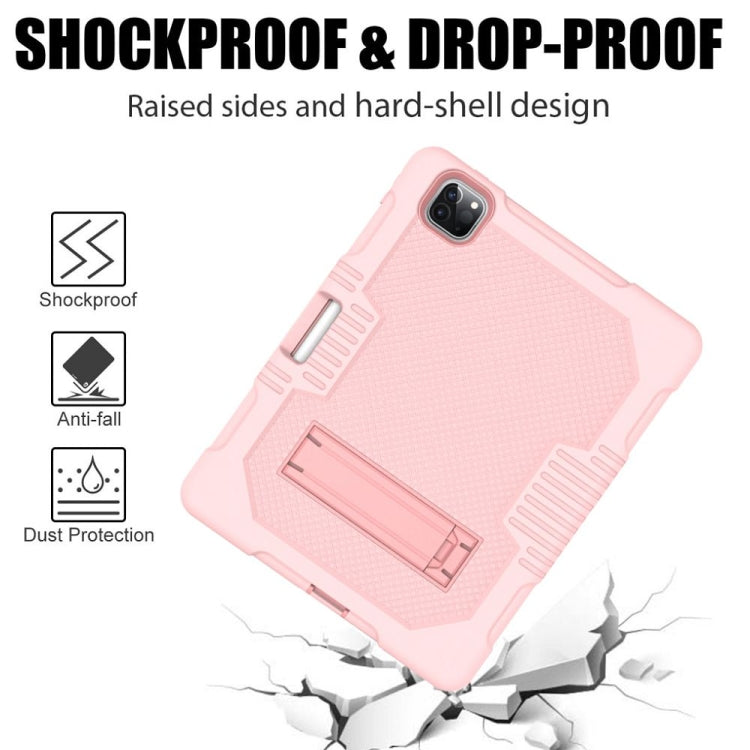 For iPad Pro 12.9 inch (2018/2020) Contrast Color Robot Shockproof Silicone + PC Protective Tablet Case with Holder(Rose Gold) - iPad Pro 12.9 (2020) Cases by buy2fix | Online Shopping UK | buy2fix