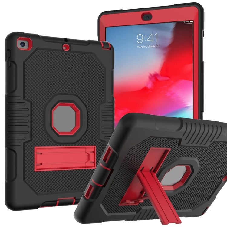 Contrast Color Robot Shockproof Silicone + PC Protective Case with Holder For iPad 9.7 (2017/2018)(Black Red) - iPad 9.7 (2018) & (2017) Cases by buy2fix | Online Shopping UK | buy2fix