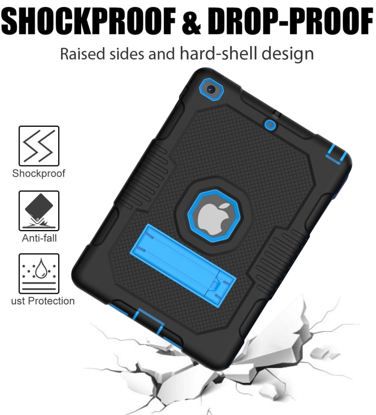 Contrast Color Robot Shockproof Silicone + PC Protective Case with Holder For iPad 9.7 (2017/2018)(Black Blue) - iPad 9.7 (2018) & (2017) Cases by buy2fix | Online Shopping UK | buy2fix