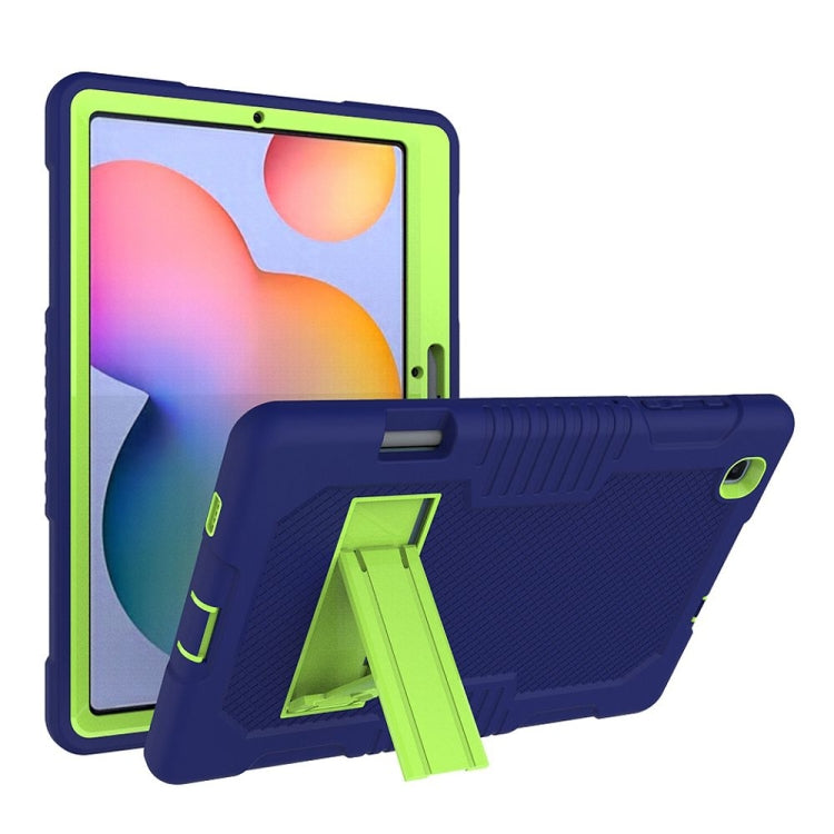 Contrast Color Robot Shockproof Silicone + PC Protective Case with Holder For Samsung Galaxy Tab S6 Lite P610(Navy Blue Yellow Green) - Tab S6 Lite P610 / P615 by buy2fix | Online Shopping UK | buy2fix