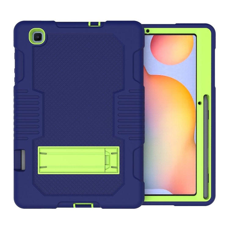 Contrast Color Robot Shockproof Silicone + PC Protective Case with Holder For Samsung Galaxy Tab S6 Lite P610(Navy Blue Yellow Green) - Tab S6 Lite P610 / P615 by buy2fix | Online Shopping UK | buy2fix