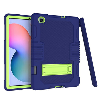 Contrast Color Robot Shockproof Silicone + PC Protective Case with Holder For Samsung Galaxy Tab S6 Lite P610(Navy Blue Yellow Green) - Tab S6 Lite P610 / P615 by buy2fix | Online Shopping UK | buy2fix