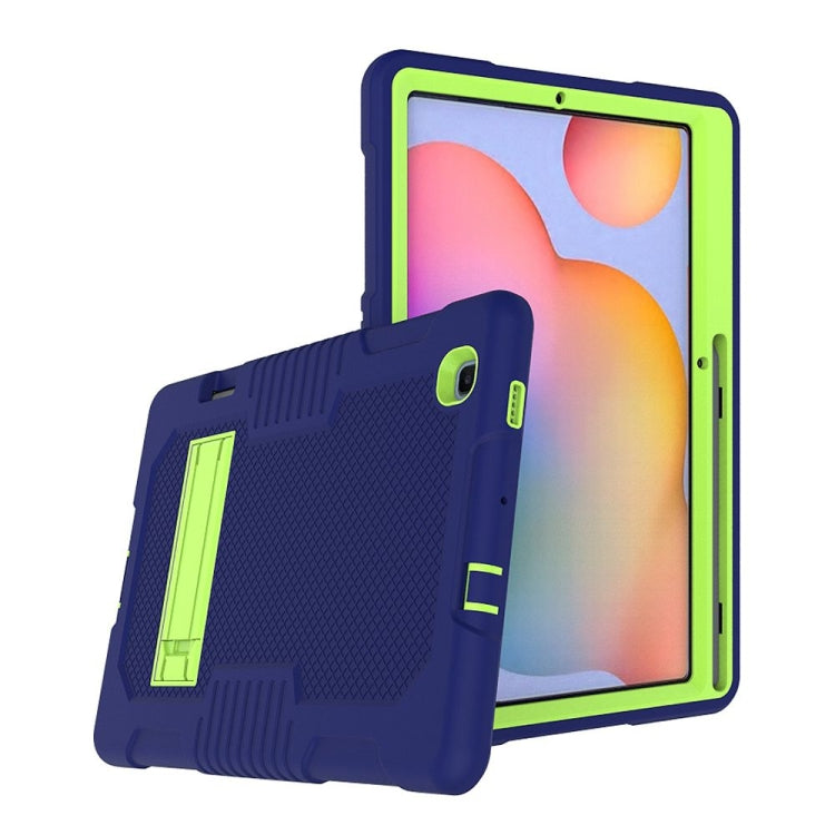 Contrast Color Robot Shockproof Silicone + PC Protective Case with Holder For Samsung Galaxy Tab S6 Lite P610(Navy Blue Yellow Green) - Tab S6 Lite P610 / P615 by buy2fix | Online Shopping UK | buy2fix