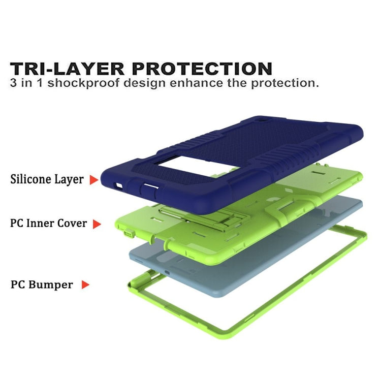 Contrast Color Robot Shockproof Silicone + PC Protective Case with Holder For Samsung Galaxy Tab S6 Lite P610(Navy Blue Yellow Green) - Tab S6 Lite P610 / P615 by buy2fix | Online Shopping UK | buy2fix