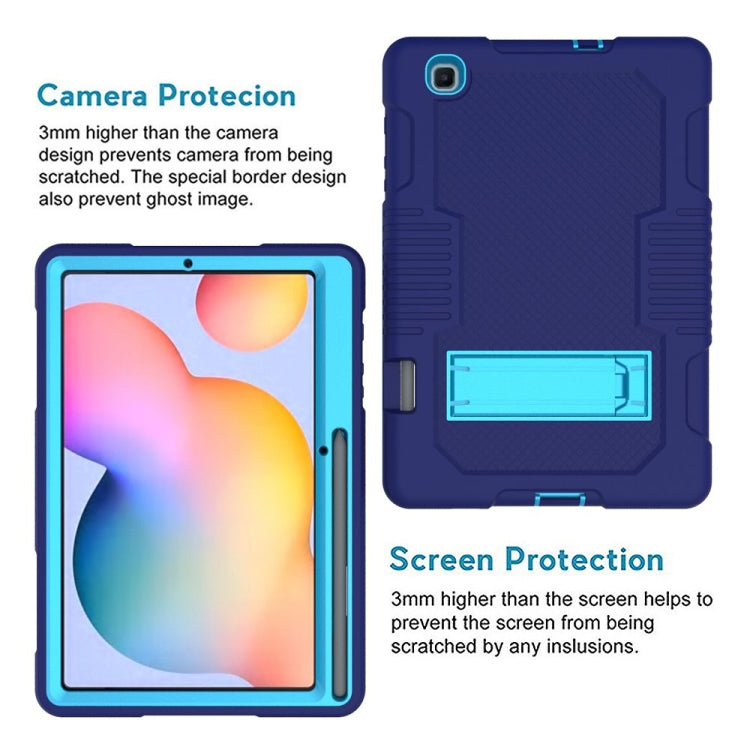 Contrast Color Robot Shockproof Silicone + PC Protective Case with Holder For Samsung Galaxy Tab S6 Lite P610(Navy Blue) - Tab S6 Lite P610 / P615 by buy2fix | Online Shopping UK | buy2fix