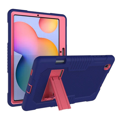 Contrast Color Robot Shockproof Silicone + PC Protective Case with Holder For Samsung Galaxy Tab S6 Lite P610(Navy Blue Rose) - Tab S6 Lite P610 / P615 by buy2fix | Online Shopping UK | buy2fix