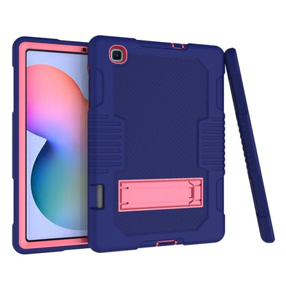 Contrast Color Robot Shockproof Silicone + PC Protective Case with Holder For Samsung Galaxy Tab S6 Lite P610(Navy Blue Rose) - Tab S6 Lite P610 / P615 by buy2fix | Online Shopping UK | buy2fix