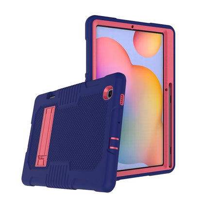 Contrast Color Robot Shockproof Silicone + PC Protective Case with Holder For Samsung Galaxy Tab S6 Lite P610(Navy Blue Rose) - Tab S6 Lite P610 / P615 by buy2fix | Online Shopping UK | buy2fix