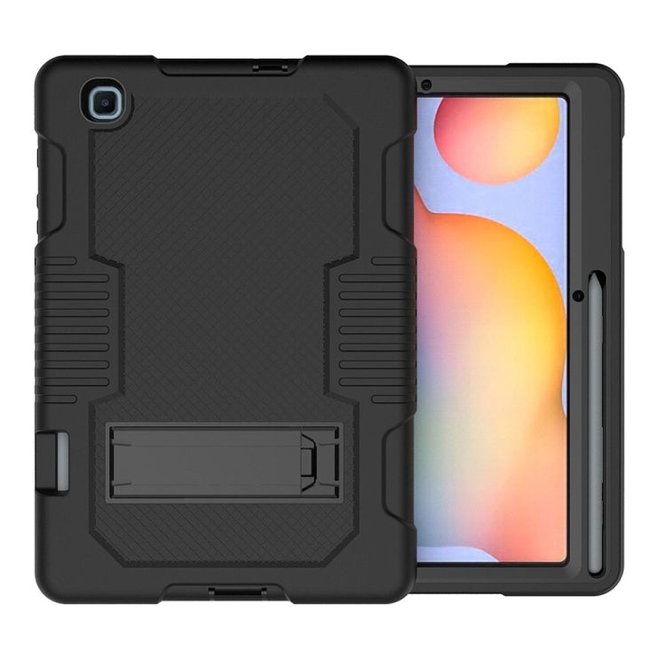 Contrast Color Robot Shockproof Silicone + PC Protective Case with Holder For Samsung Galaxy Tab S6 Lite P610(Black) - Tab S6 Lite P610 / P615 by buy2fix | Online Shopping UK | buy2fix