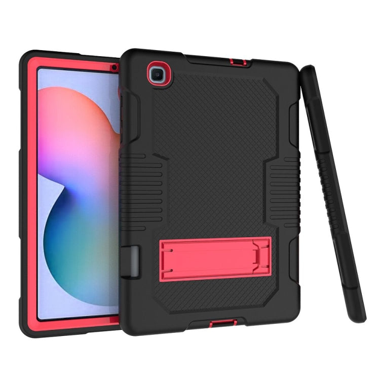 Contrast Color Robot Shockproof Silicone + PC Protective Case with Holder For Samsung Galaxy Tab S6 Lite P610(Black Red) - Tab S6 Lite P610 / P615 by buy2fix | Online Shopping UK | buy2fix