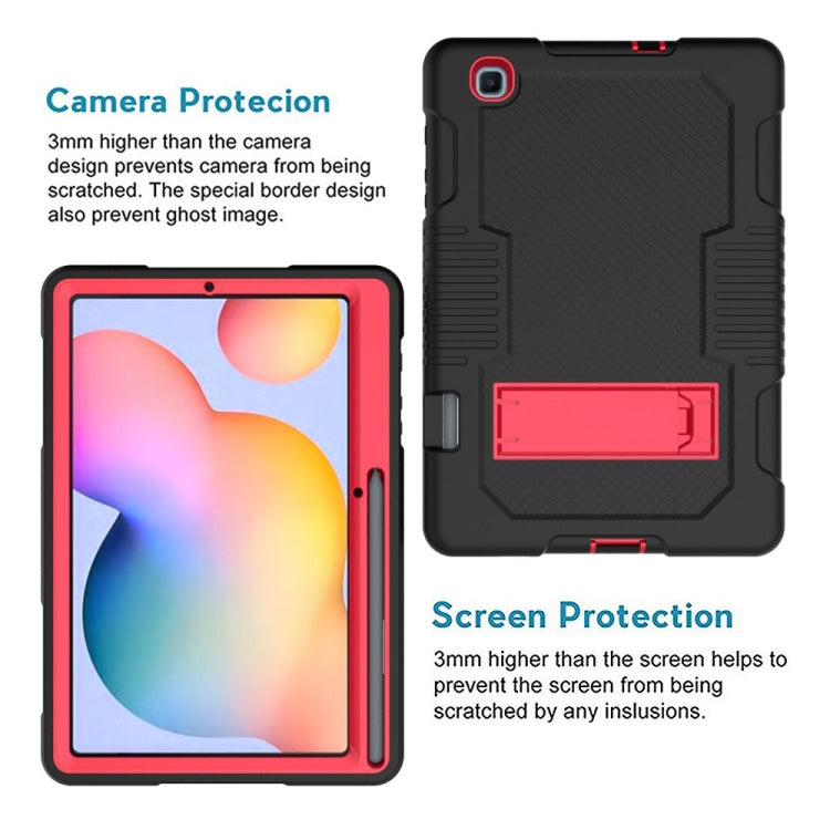 Contrast Color Robot Shockproof Silicone + PC Protective Case with Holder For Samsung Galaxy Tab S6 Lite P610(Black Red) - Tab S6 Lite P610 / P615 by buy2fix | Online Shopping UK | buy2fix