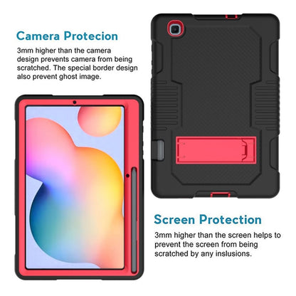 Contrast Color Robot Shockproof Silicone + PC Protective Case with Holder For Samsung Galaxy Tab S6 Lite P610(Black Red) - Tab S6 Lite P610 / P615 by buy2fix | Online Shopping UK | buy2fix