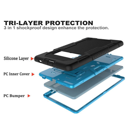Contrast Color Robot Shockproof Silicone + PC Protective Case with Holder For Samsung Galaxy Tab S6 Lite P610(Black Blue) - Tab S6 Lite P610 / P615 by buy2fix | Online Shopping UK | buy2fix