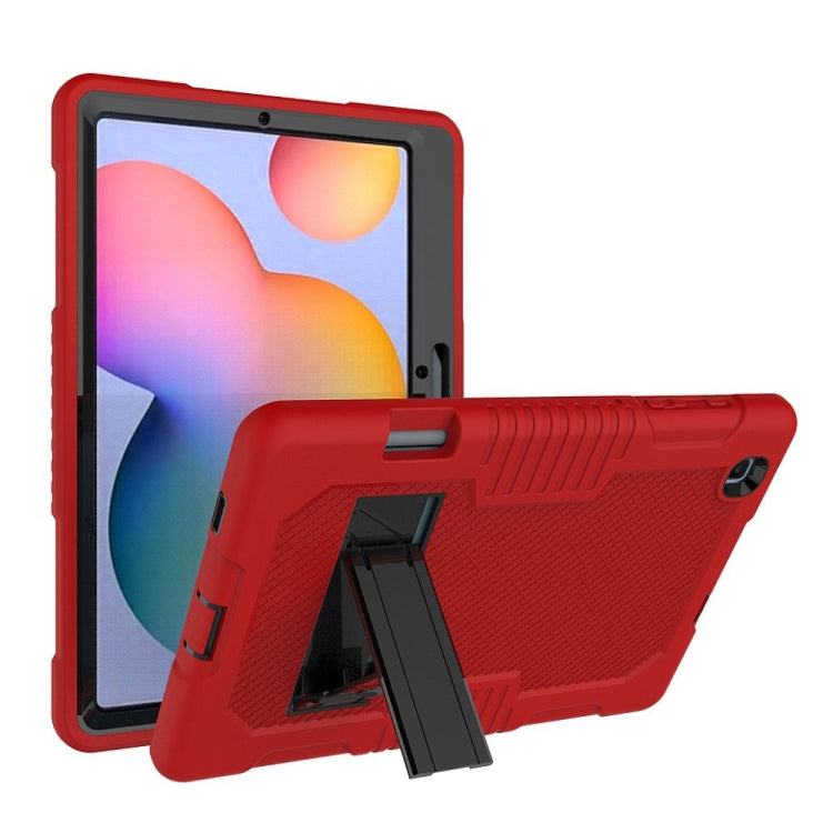Contrast Color Robot Shockproof Silicone + PC Protective Case with Holder For Samsung Galaxy Tab S6 Lite P610(Red Black) - Tab S6 Lite P610 / P615 by buy2fix | Online Shopping UK | buy2fix