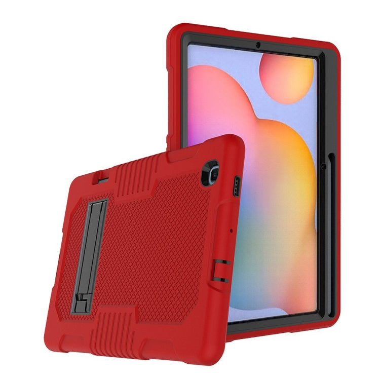 Contrast Color Robot Shockproof Silicone + PC Protective Case with Holder For Samsung Galaxy Tab S6 Lite P610(Red Black) - Tab S6 Lite P610 / P615 by buy2fix | Online Shopping UK | buy2fix