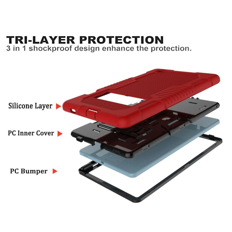 Contrast Color Robot Shockproof Silicone + PC Protective Case with Holder For Samsung Galaxy Tab S6 Lite P610(Red Black) - Tab S6 Lite P610 / P615 by buy2fix | Online Shopping UK | buy2fix