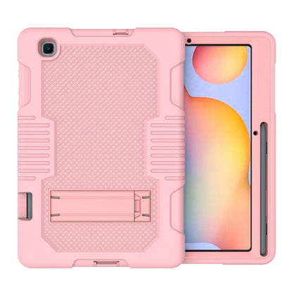 Contrast Color Robot Shockproof Silicone + PC Protective Case with Holder For Samsung Galaxy Tab S6 Lite P610(Rose Gold) - Tab S6 Lite P610 / P615 by buy2fix | Online Shopping UK | buy2fix