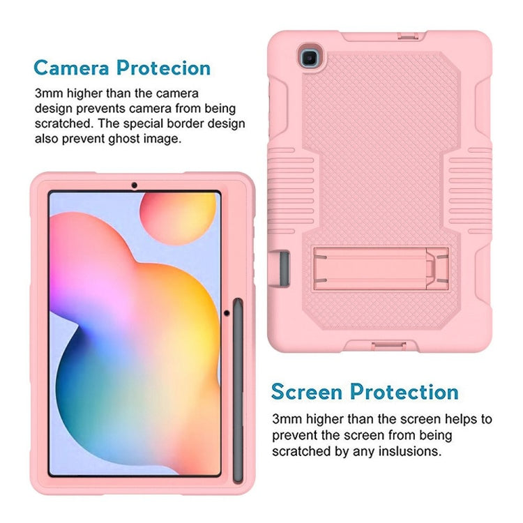 Contrast Color Robot Shockproof Silicone + PC Protective Case with Holder For Samsung Galaxy Tab S6 Lite P610(Rose Gold) - Tab S6 Lite P610 / P615 by buy2fix | Online Shopping UK | buy2fix