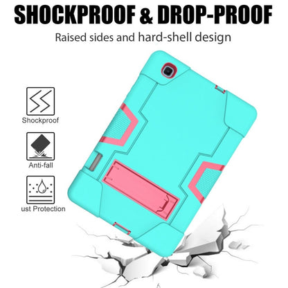 For Samsung Galaxy Tab S6 Lite P610 Contrast Color Robot Shockproof Silicon + PC Protective Case with Holder(Mint Green + Rose Red) - Tab S6 Lite P610 / P615 by buy2fix | Online Shopping UK | buy2fix