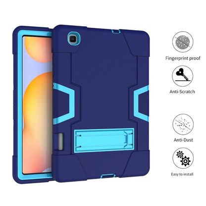 For Samsung Galaxy Tab S6 Lite P610 Contrast Color Robot Shockproof Silicon + PC Protective Case with Holder(Navy Blue + Blue) - Tab S6 Lite P610 / P615 by buy2fix | Online Shopping UK | buy2fix