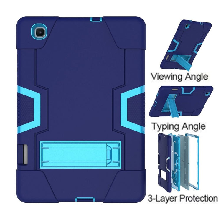 For Samsung Galaxy Tab S6 Lite P610 Contrast Color Robot Shockproof Silicon + PC Protective Case with Holder(Navy Blue + Blue) - Tab S6 Lite P610 / P615 by buy2fix | Online Shopping UK | buy2fix