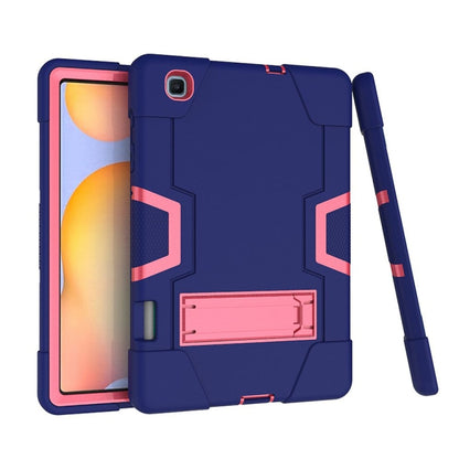 For Samsung Galaxy Tab S6 Lite P610 Contrast Color Robot Shockproof Silicon + PC Protective Case with Holder(Navy Blue + Rose Red) - Tab S6 Lite P610 / P615 by buy2fix | Online Shopping UK | buy2fix