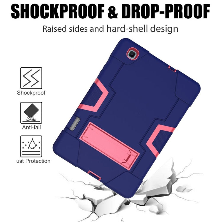 For Samsung Galaxy Tab S6 Lite P610 Contrast Color Robot Shockproof Silicon + PC Protective Case with Holder(Navy Blue + Rose Red) - Tab S6 Lite P610 / P615 by buy2fix | Online Shopping UK | buy2fix
