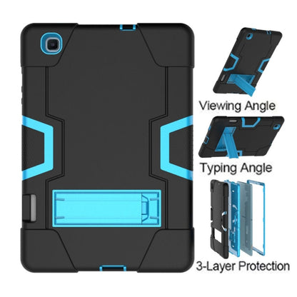 For Samsung Galaxy Tab S6 Lite P610 Contrast Color Robot Shockproof Silicon + PC Protective Case with Holder(Black + Blue) - Tab S6 Lite P610 / P615 by buy2fix | Online Shopping UK | buy2fix