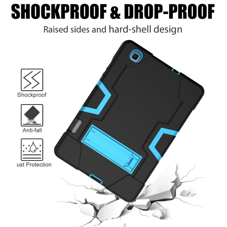 For Samsung Galaxy Tab S6 Lite P610 Contrast Color Robot Shockproof Silicon + PC Protective Case with Holder(Black + Blue) - Tab S6 Lite P610 / P615 by buy2fix | Online Shopping UK | buy2fix