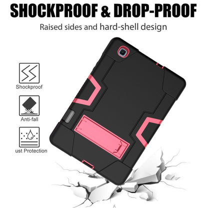 For Samsung Galaxy Tab S6 Lite P610 Contrast Color Robot Shockproof Silicon + PC Protective Case with Holder(Black + Rose Red) - Tab S6 Lite P610 / P615 by buy2fix | Online Shopping UK | buy2fix