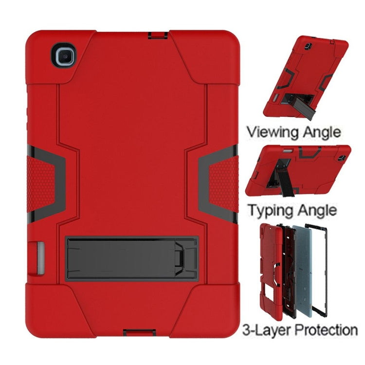 For Samsung Galaxy Tab S6 Lite P610 Contrast Color Robot Shockproof Silicon + PC Protective Case with Holder(Red + Black) - Tab S6 Lite P610 / P615 by buy2fix | Online Shopping UK | buy2fix