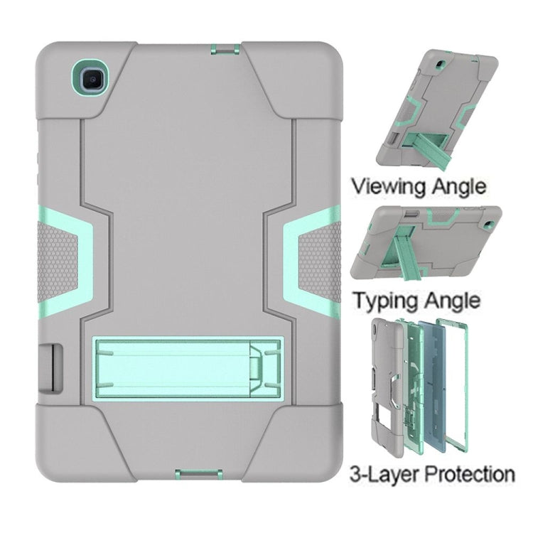 For Samsung Galaxy Tab S6 Lite P610 Contrast Color Robot Shockproof Silicon + PC Protective Case with Holder(Grey + Mint Green) - Tab S6 Lite P610 / P615 by buy2fix | Online Shopping UK | buy2fix