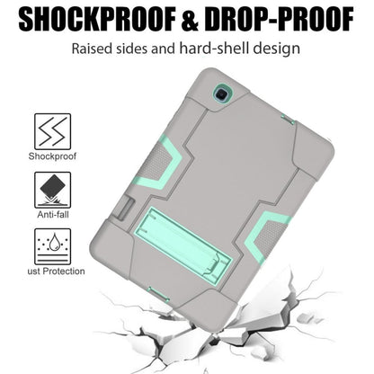 For Samsung Galaxy Tab S6 Lite P610 Contrast Color Robot Shockproof Silicon + PC Protective Case with Holder(Grey + Mint Green) - Tab S6 Lite P610 / P615 by buy2fix | Online Shopping UK | buy2fix