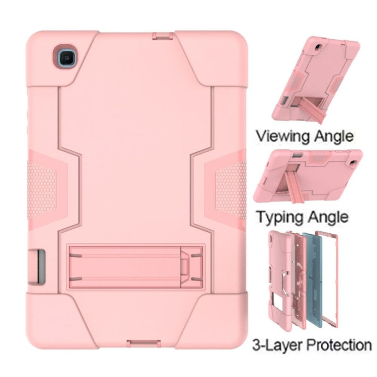 For Samsung Galaxy Tab S6 Lite P610 Contrast Color Robot Shockproof Silicon + PC Protective Case with Holder(Rose Gold) - Tab S6 Lite P610 / P615 by buy2fix | Online Shopping UK | buy2fix